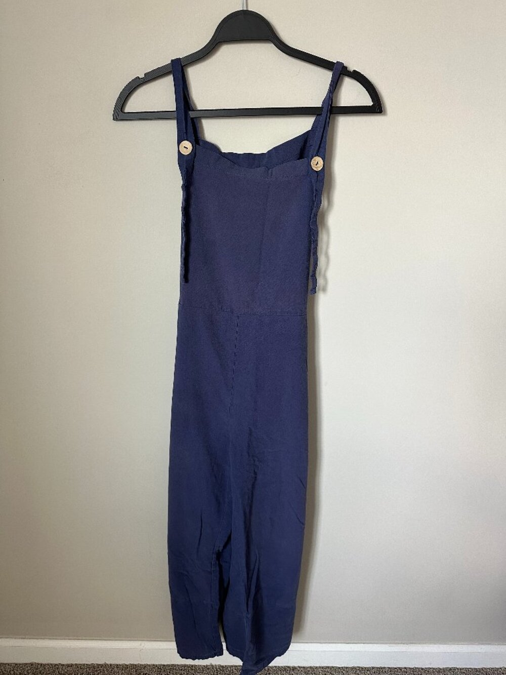 Navy Blue Lightweight Button Overalls Jumpsuit Romper Utility Coastal
